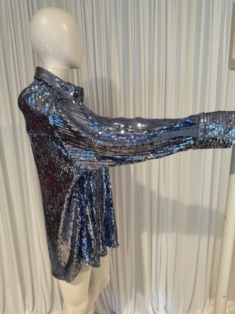 Curations x Debbie Denmon Sequin Button Front Shirt Large NWOT Oversized Glam - Picture 7 of 16